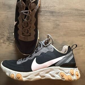 Nike Black and Gray Sneakers with White and Tan Accents